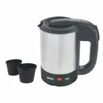 INALSA Electric Travel Kettle Cute 0.5 L|Fast Boiling 1000 Watts| 2 Travel Cups| (Silver/Black)