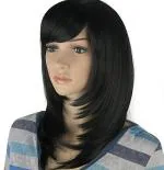 YOFAMA Hair Wig Natural Black Synthetic Fiber Women