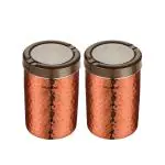 Trueware Copper Stainless Steel Hammer Lift Up Plus Airtight Container - 1000 Ml (Pack of 2)