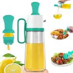 MONYRO 2-in-1 Oil Seasoning Dispenser Bottle 630ML - Dual Chamber Oil and Vinegar Bottle, Kitchen Oil and Spice Container, Multi-Purpose Oil Pourer with Lid, Olive Oil and Vinegar Cruet, Seasoning Shaker and Oil Sprayer for Cooking, Condiment Dispenser