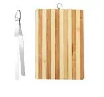 Urban Buy Stainless Steel Roti Chimta Tong With Wooden Chopping Board and Multicolour, Pack of 2