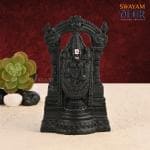 SWAYAM DECOR Polyresin Marble Tirupati Balaji Maharaj Idol for Home Decor & Office Showpiece Statue for Living Room - 6.5 inch (Black)