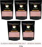 Elaisha Himalayan Pink Rock Salt Sendha Namak For Weight Loss And Daily Healthy Cooking Rock Salt, 5 Kg (Pack Of 5)