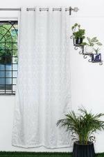 Parda Online White Jacquard Damas Eyelet Art Window Curtain 5ft, (Pack of 1)