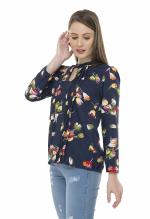 XIANCO Women Girls Printed Blue Floral top
