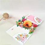 Designarium 3D Popup Floral Colorful Garden Theme Wedding Invitation Card (Pack of 10)