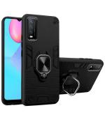 UNILORD Vivo Y12S Black Polycarbonate 360 Protection Ring Holder Stand Case D5 Tough Armor Bumper Back Cover
