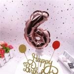 AMFIN (6 Number) Self-Inflating Mini Cake Toppers Balloon Cake Topper Happy Anniversary Birthday Foil Number Topper Birthday Cake Topper Birthday Cake Decoration - Rose Gold
