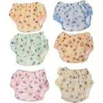 Crawl'in Baby Panty for Boys and Girls Reusable Waterproof with Soft Lining Inside Absorb-able Plastic Outside- Colourful Print Medium (M) Size - Pack of 6