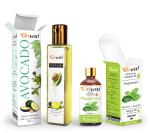 GO WOO Pack of 2 Peppermint Essential Oil and Avocado Carrier Oil - 100% Pure & Natural Oil