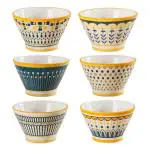 Nestasia Set of 6 Multicolor Aloha Ceramic Ramen Bowls for Serving Noodles, Ramen, Snacks, Soups, or Curries (Set of 6, 350ml Each)