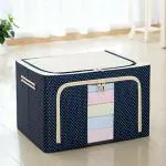 GEEO 66 Liter Large Capacity Clothes Storage Bag Organizer with Thick Fabric Visible Steel Frame Waterproof Moisture-Proof Storage Box