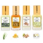 Menjewell Pack of 4Pc Attar Royal Kewda , Champa , Morning Jasmine , Chandan-E-Khaas Floral Attar