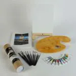 ArtRight Professional Painting Kit 44 Pcs - Paint Set for Painting (Paint Brushes Set of 10-1 Feet Wooden Painting Easel - A4 Watercolor Papers - Painting Palette - Color Set for Kids (12 x 12ml)