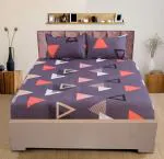 Nendle Violet Elastic Fitted Cotton Bedsheets Queen Size Fits Upto Mattress of 78* 60* 10 Inches