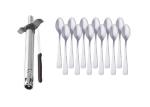 Blue Wonder Stainless Steel Regular Gas Lighter | Knife With Stainless Steel 12 Pcs Coffee Spoon Set and Multicolour, Pack of 2