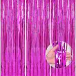 Propsicle Birthday Foil Curtain Pack of 3 Pink 3ftx6ft Fringe Curtains Party Decoration Anniversary, Bachelorette, Baby Shower, Bridal Shower