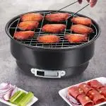 RK BROTHERS GROUP Foldable Charcoal BBQ Grill Barrel Stove Round Mini BBQ Meats Grill Tabletop Portable Household Outdoor Camping Picnic Travel Patio Kebab Tool Cookware Stand Barbecue Furnace Accessories