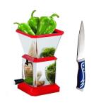 Blue Wonder Stainless Steel Chilly Cutter Cutter With Kitchen Vegetables Cutting Heavy Knife and (Multicolour, Pack of 2)