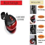 Shopeleven Laser Light Waterproof Rear Bicycle Tail Light, 2 Laser+5 LED Red Lamp 4 Flashing Model Light For Night Cycling Safety Warning