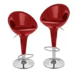 Faab High Back Barstool Red Height Adjustable and Rotating Set of 2