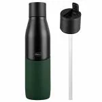 Pigeon Luxe Thermos Stainless Steel Sipper Flask with Straw 500 ml - Black & Green