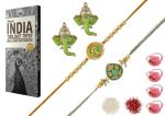 Feastive Celebrations 2 Stylish Rakhis With Amul India Origin Milk Chocolate, Pair Of Soan, Pooja Rakhi, Kesar And Chawal (Set Of 8)