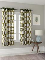 Cortina 403 Green Floral Polyester Window Curtain 5 ft x 4 ft Pack of 2 (Design 4)