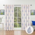 THE LINEN COMPANY Cotton Linen Solid Sheer Curtain Set with Steel Eyelet Rings Window Curtain - 4.5 x 6 Feet (Set of 2 -New Blue Leaf)