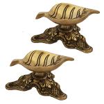 Diwali Oil Lamp Light Puja Decorations Items Leaf Shaped Diyas For Wealth Luck Set of 2-Gold