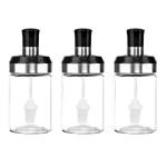 Cutting EDGE Borosilicate Glass Containers for Oil, Sauce, Ghee, Chutney Jar with Brush for Dinning Table, Kitchen and Restaurant, Set of 3, 250ML