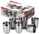 Vinod Stainless Steel Premium Glass (Hammered) - Six Glasses in One Box Capcity-300ml