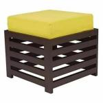 WIWE SHOPEE Wooden Foot Rest Stool for Living Room | Kitchen Stool with Cushion | Sheesham Wood, Walnut Finish | Cushion Color-Yellow