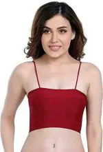 Dhruv Tex Maroon Solid Cotton Blend Padded Cami Bra - 34e