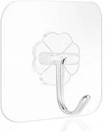 Ekdhra Transparent Plastic Waterproof Self Adhesive Heavy Duty Sticky Wall Hooks 10Kg ()