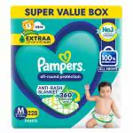 Pampers All Round Protection Diaper Pants | Medium (M) - 228 diapers| Mega-BX Pack