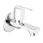 WATERMAN Magic Short Body Bib Cock Tap Faucet With Brass Wall FlangePack Of 1 Chrome Finish Wall Mounted Installation Water Taps For Kitchen Bathroom Toilet