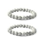 S. K. SYNTHETICS Bracelet, Crystal Bracelet Howlite Bracelet Crystal Gem Stone 8mm Beads Bracelets (Pack of 2)