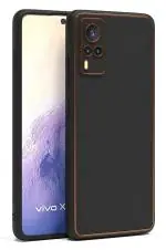 U&E Black Leather Back Cover For Vivo X60