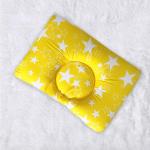 Kradyl Kroft Baby Head Shaping Pillow with 100% Cotton Removable Cover | Applr Biogen Foam Construct | New Born Pillow for Flat Head Prevention (Yellow Star)