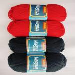 vardhman knitting yarn magnus yarn (Pack of 4 balls - each ball -100 gm, total 400 gm) 2 BLACK & 2 RED colour