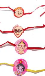 Kavim Kids Rakhi (Soft rubber Ganesh Ji, Motu , Patlu and Little Krishna 4 set kids Rakhi)