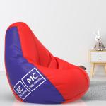Biggie Bean Bag with Beans Filled - Size : 4XL - 3D Printed Bean Bag with Beans - Designed by : DonnaPaula London - Color: Be Careful More Careful - Red Blue - Best 3D Printed Bean Bag for Living Room - Pre-filled with Beans - Ready to use