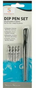 SAMVARDHAN Dip Pen Set With 5 Different Steel Nibs For Calligraphy & Dip Pen Writing
