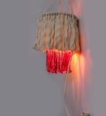 Vah White Round Macrema Wall Hanging With Light For Home Decor Night Lamp