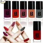 Banetion Red and Brown Glossy Finish Nail Polish Pack of 6 (36 ml)