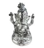 VIJAYA ENTERPRISES Home Decor Solid German Silver Metal Turban Ganesha Showpiece - 5.5 inch