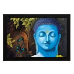 Masstone Buddha UV Matt textured Framed Digital Reprint Painting 20 inch x 14 Inch