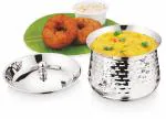 Mukti Stainless Steel Food Storage Handis & Cooking Pots|Curry Pots, Gravy, Rice Patilas, Biryani Kadhai & Topes|Mudhiras Checkers Curry & Rice Pot with Lid|550ml x 1pc