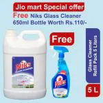 Niks Ultra shine Glass cleaner 5 Liters Premium Quality refill pack. pH neutral safe for skin | No residue after clean |